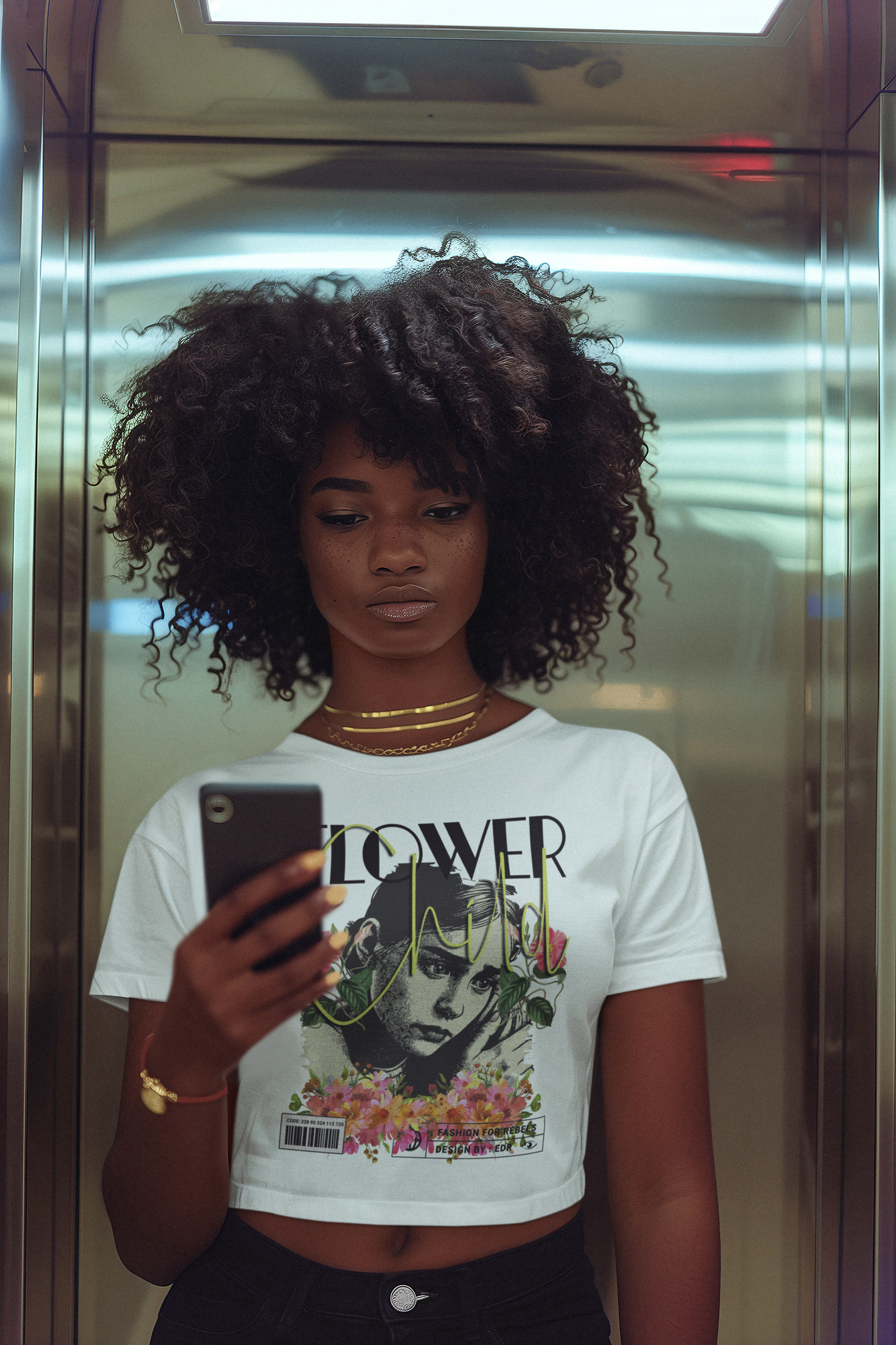 WOMENS FLOWER CHILD CROP TOP